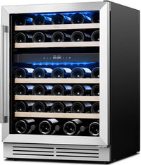 Wine Fridge Cooler Dual Zone 24” (Hold 52 Bottles)