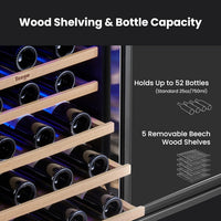 Wine Fridge Cooler Dual Zone 24” (Hold 52 Bottles)