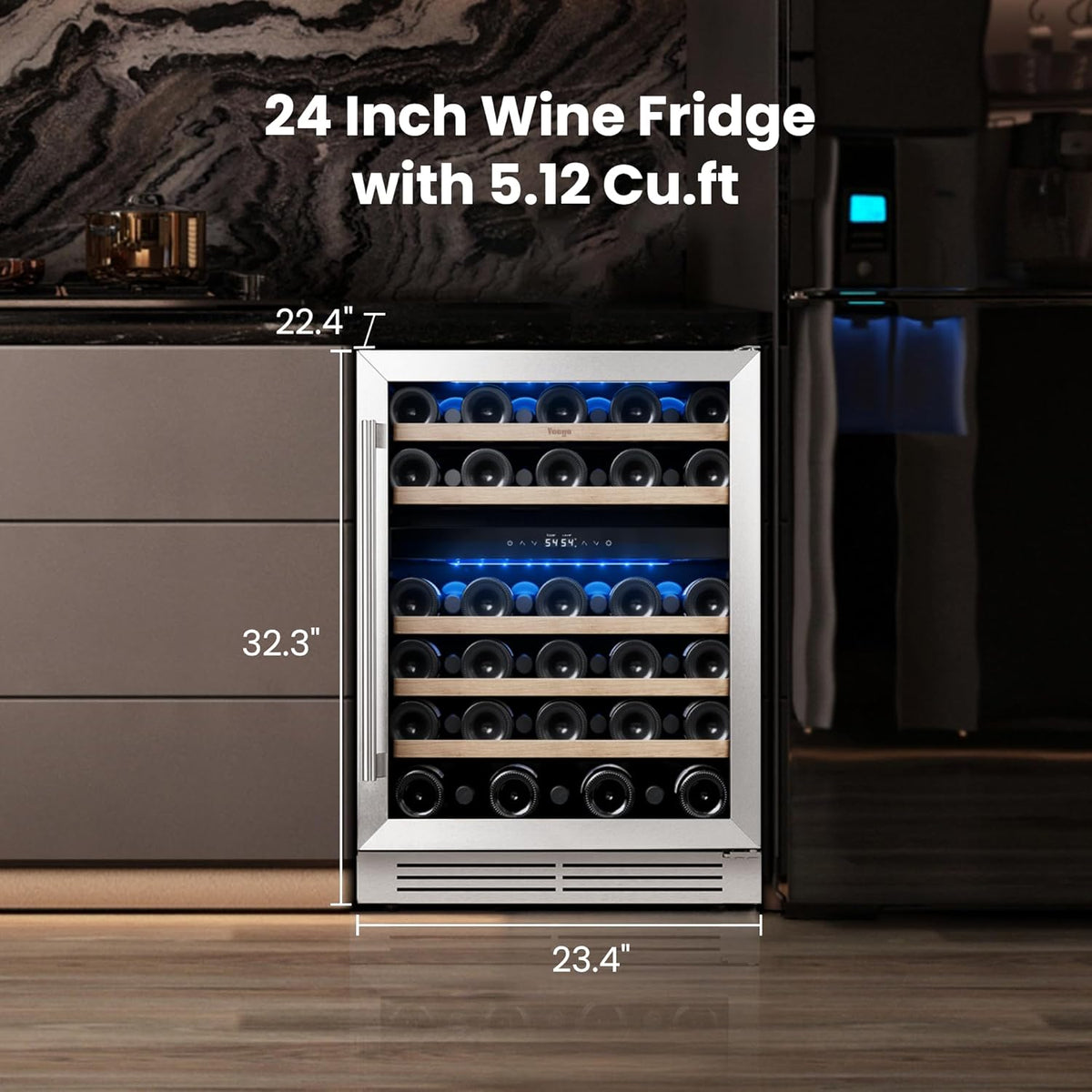 Wine Fridge Cooler Dual Zone 24” (Hold 52 Bottles)