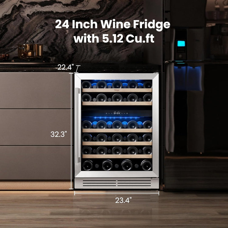 Wine Fridge Cooler Dual Zone 24” (Hold 52 Bottles)