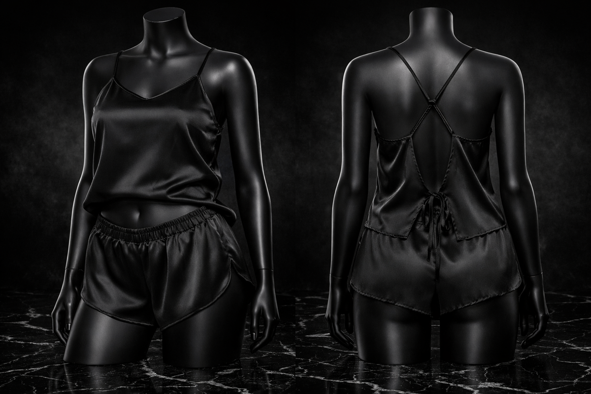 Ladies Satin Silk Backless Pajamas