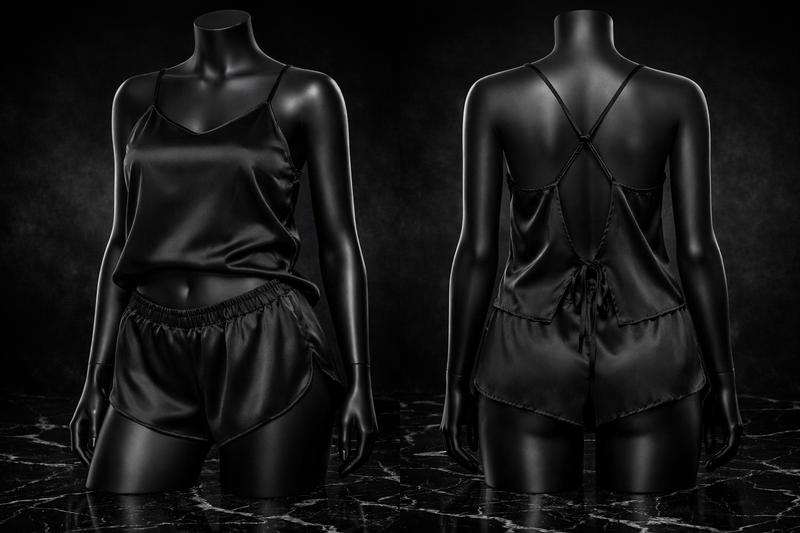 Ladies Satin Silk Backless Pajamas