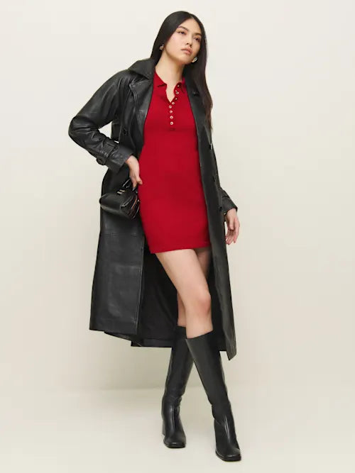 Red Luell Regenerative Merino Polo Mini Dress