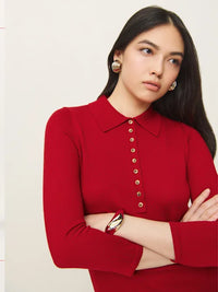 Red Luell Regenerative Merino Polo Mini Dress